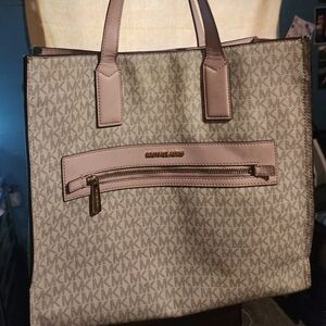 Michael Kors Monogram Beige and Tan Tote